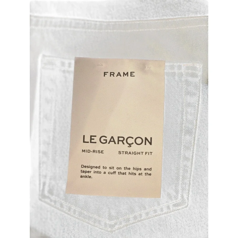 FRAME Le Garçon Mid-Rise Straight Fit Patchwork Blue Denim Jeans Size‎ 29 NEW - Picture 4 of 6